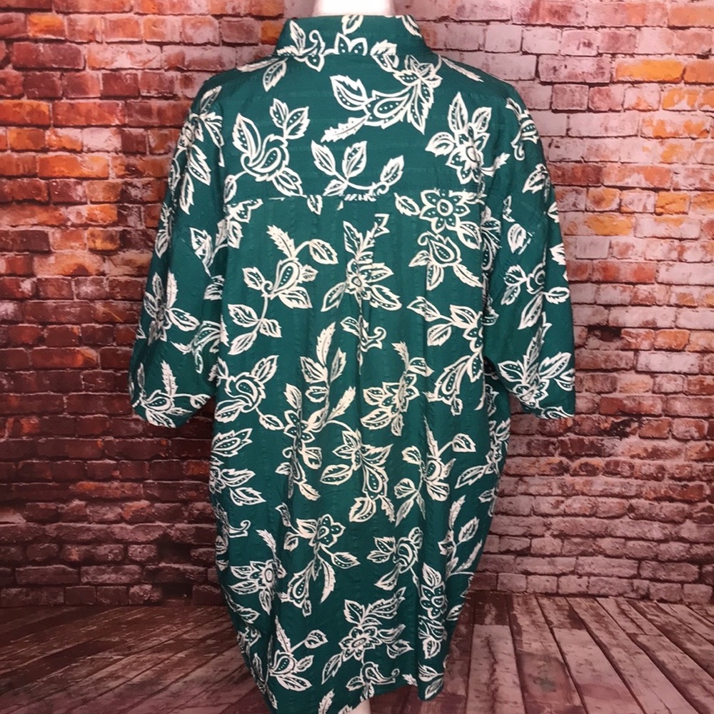 Chaps Ralph Lauren Green and White Hawaiian Shirt - Picture 5 of 10